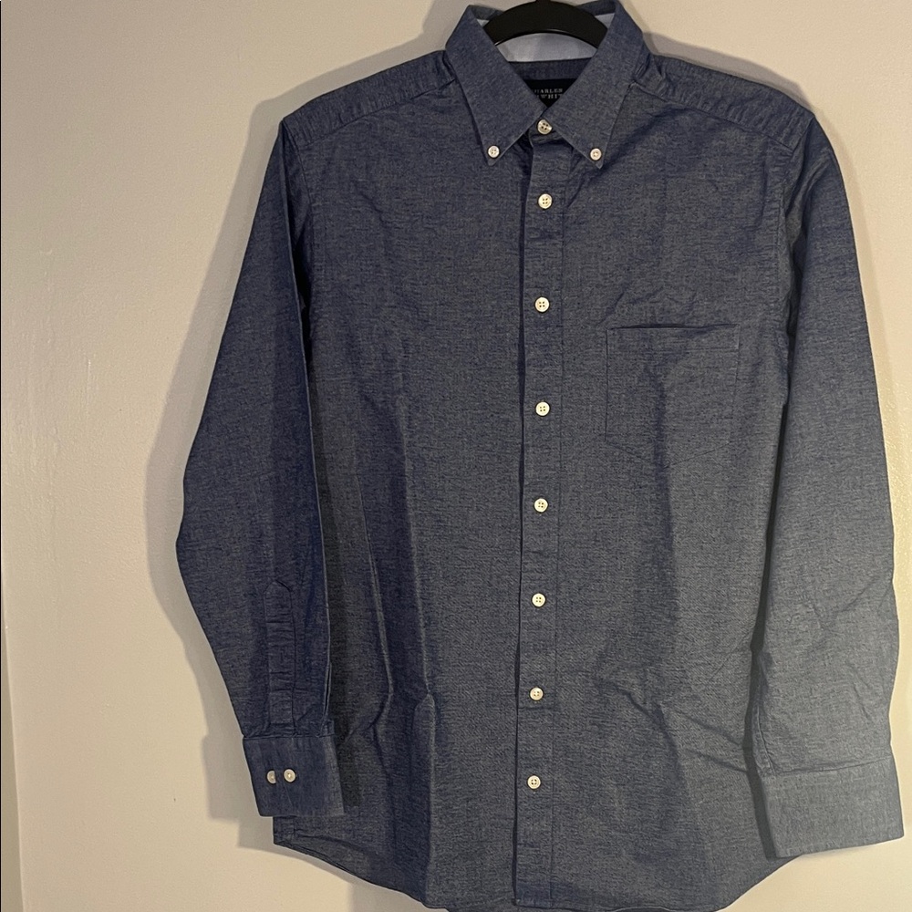 Charles Tyrwhitt Navy Casual Button-Down Shirt